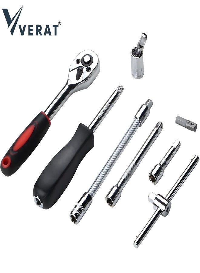 VERAT طقم أدوات يدوية من فولاذ الكروم والفاناديوم من فيرات، 46 في 1 - مجموعة مفاتيح ربط متعددة الأغراض مع مجموعة مقابس دقيقة - Image 5